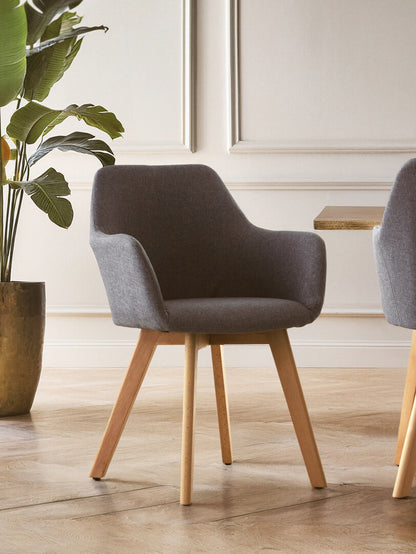 Richmond Grey Fabric Chair With Wood Legs