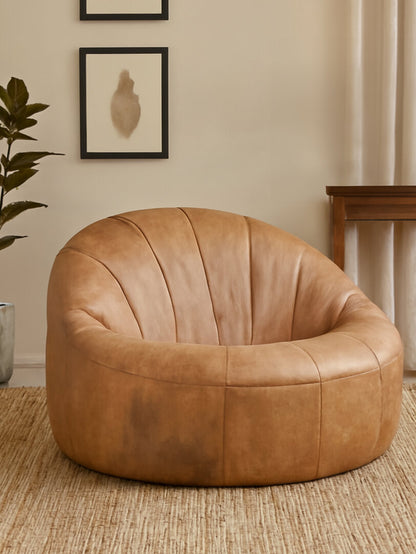 Harrogate Light Brown Leather Curved Chair