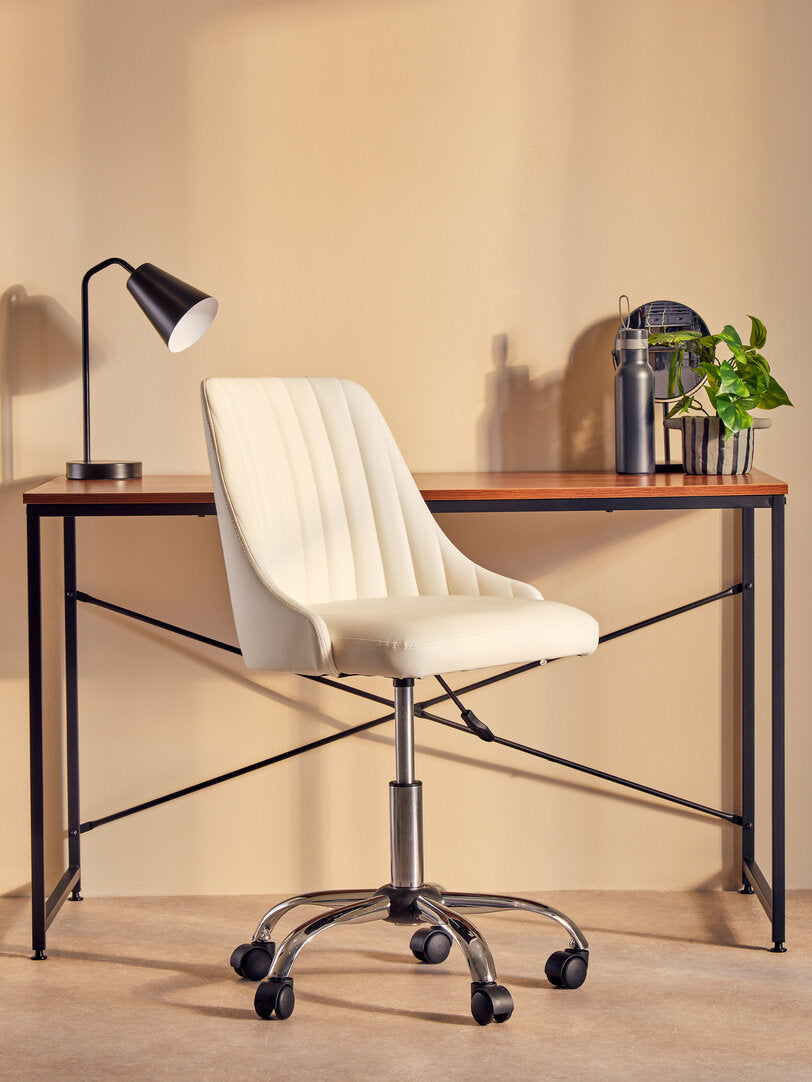 Florence Off White Leather Effect Home Office Chair
