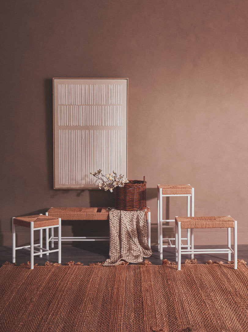 Harrogate Small Natural Rope and White Wood Bench