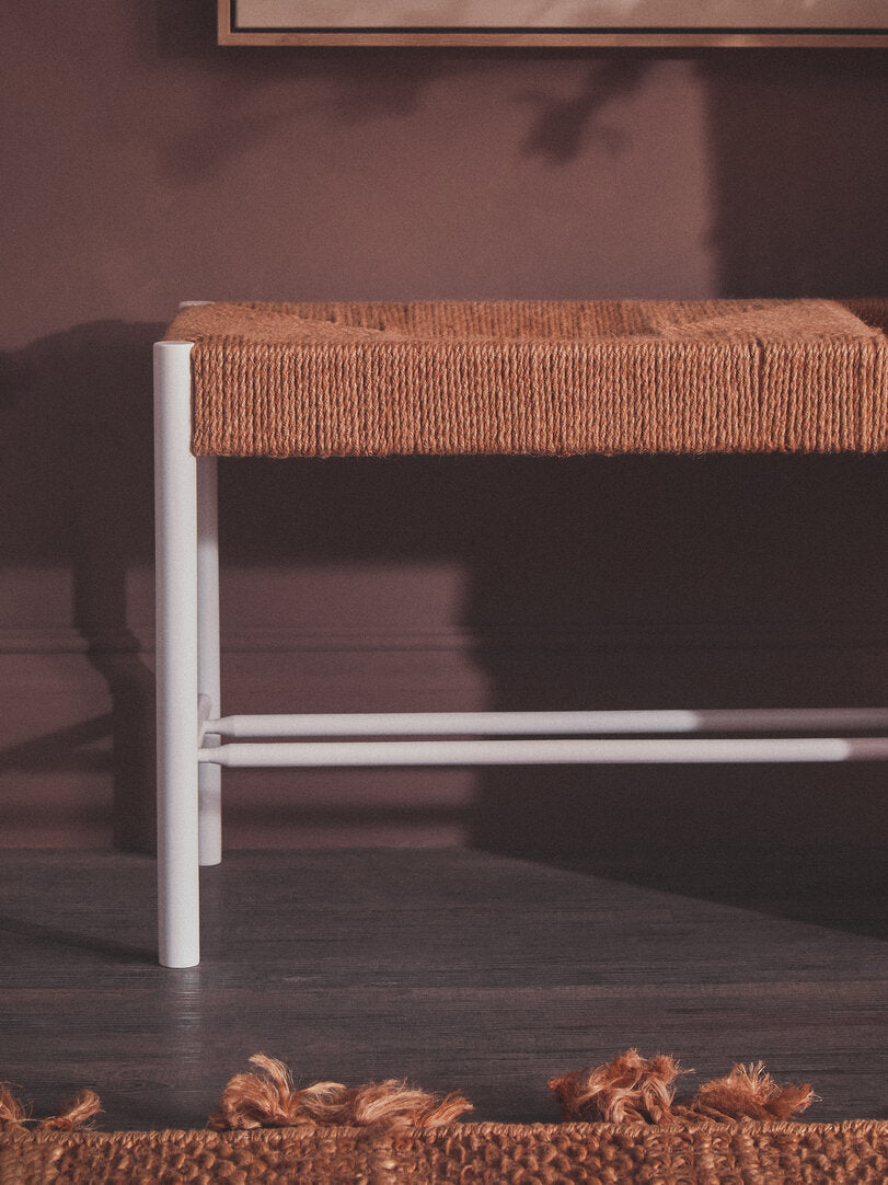 Harrogate Large Natural Rope and White Wood Bench