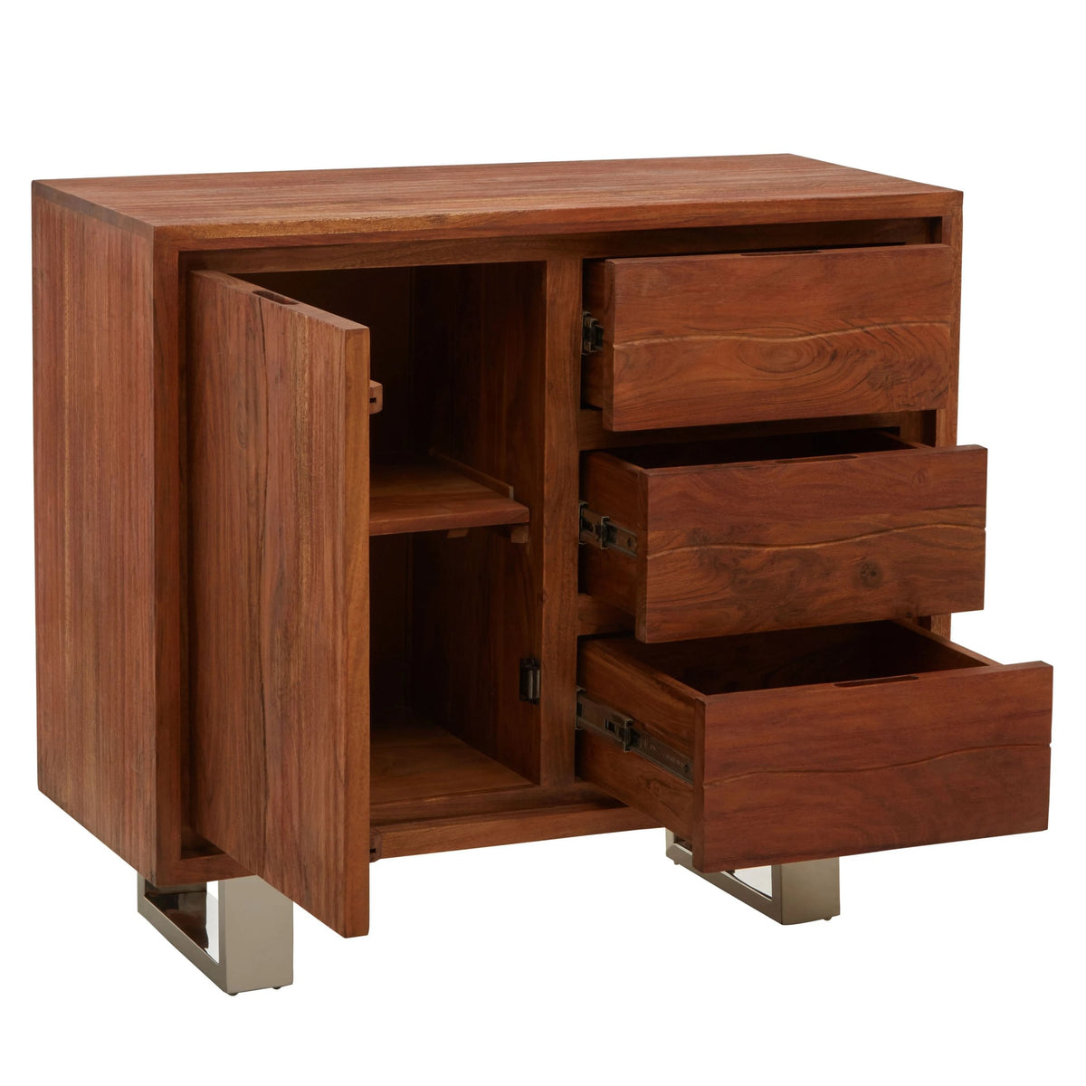 Oxford Acacia Wood 1 Door and 3 Drawers Sideboard