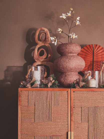 Carlton Paper Rope Detail Two Door Mango Wood Cabinet