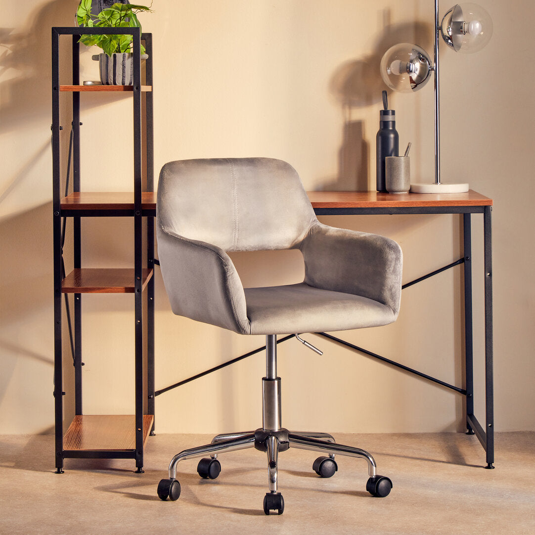 Florence Grey Velvet And Chrome Base Home Office Chair
