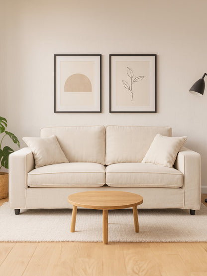 Seville 2 Seat Cream Fabric Sofa