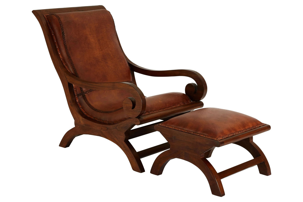 Carlton Leather Lounge Chair with Footstool 