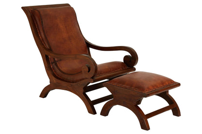 Carlton Leather Lounge Chair with Footstool 