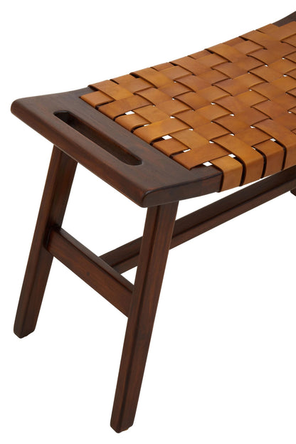 Carlton Tan Leather Lattice Design Stool