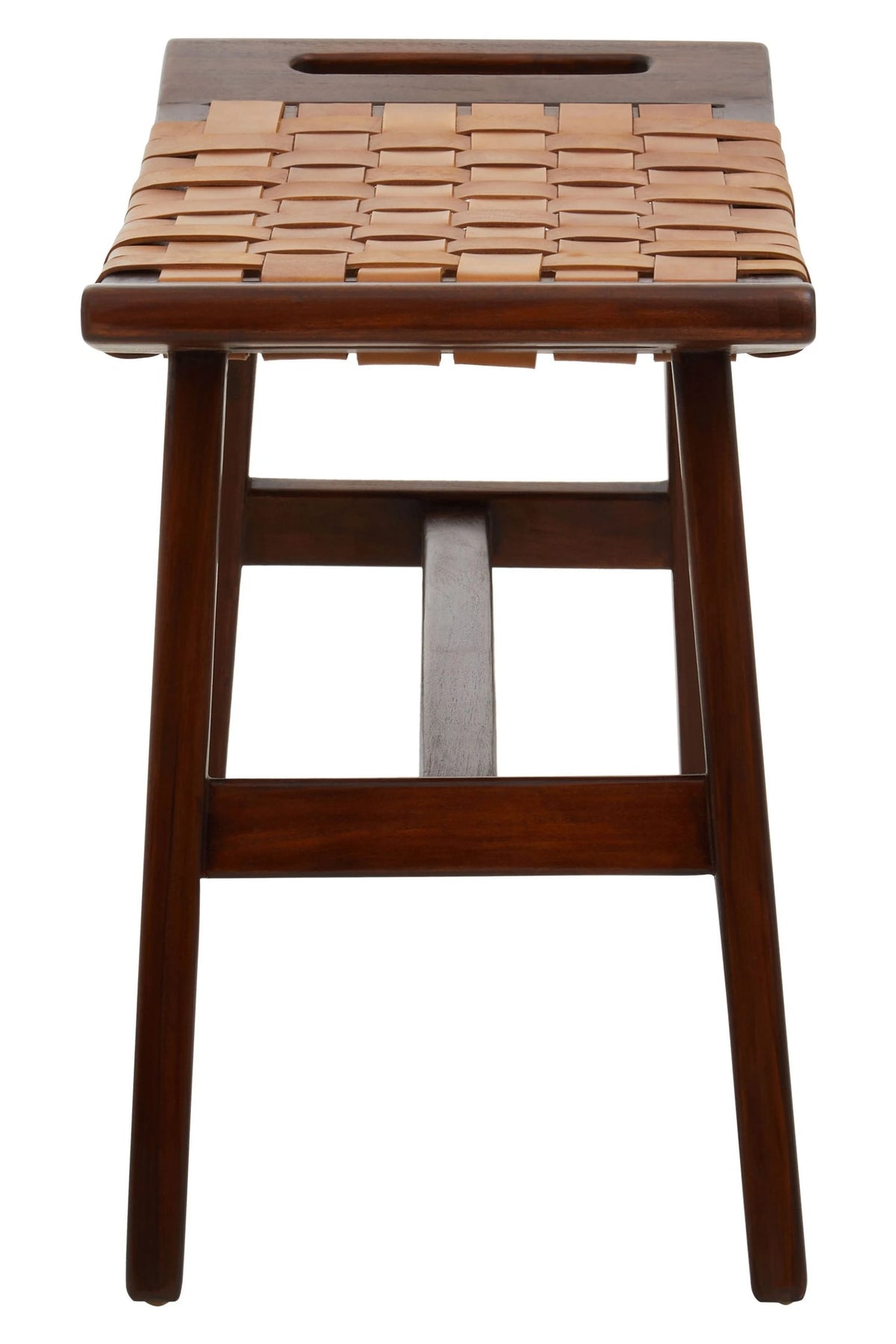 Carlton Tan Leather Lattice Design Stool