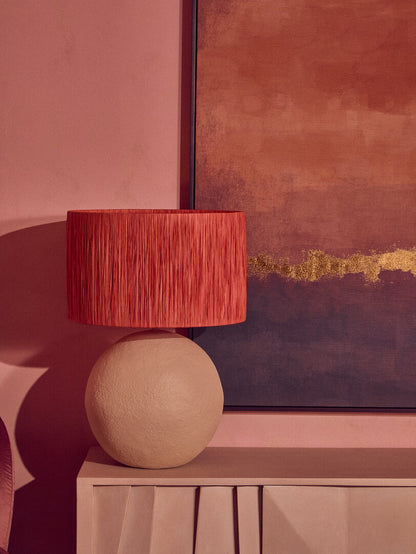 Turin White Papier Mache Table Lamp