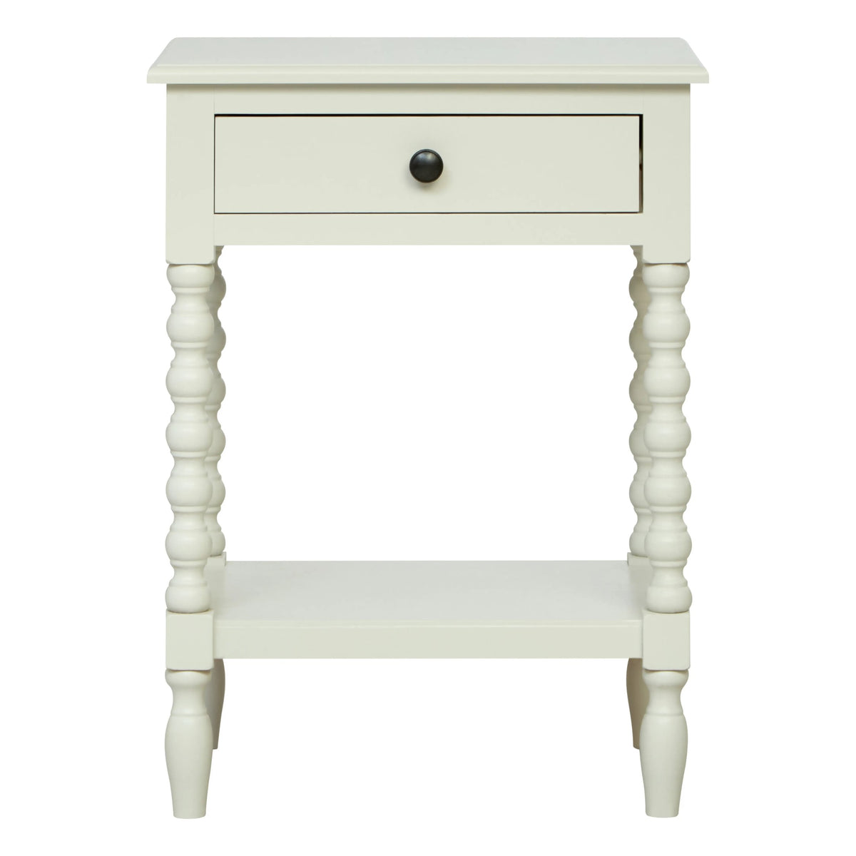 Savoy One Drawer Bobble Detail Wooden Bedside Table #colour_ivory