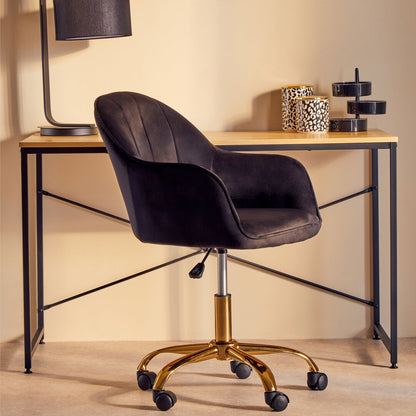 Florence Black Velvet And Gold Base Home Office Chair