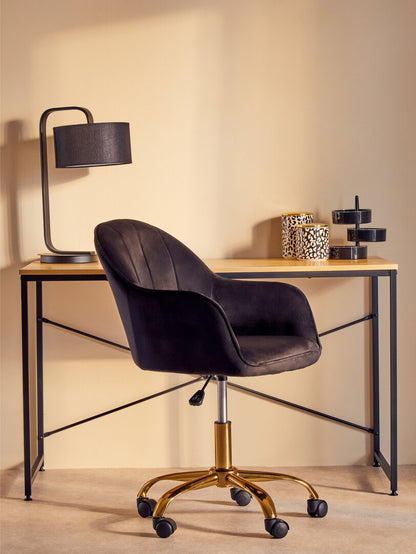Florence Black Velvet And Gold Base Home Office Chair