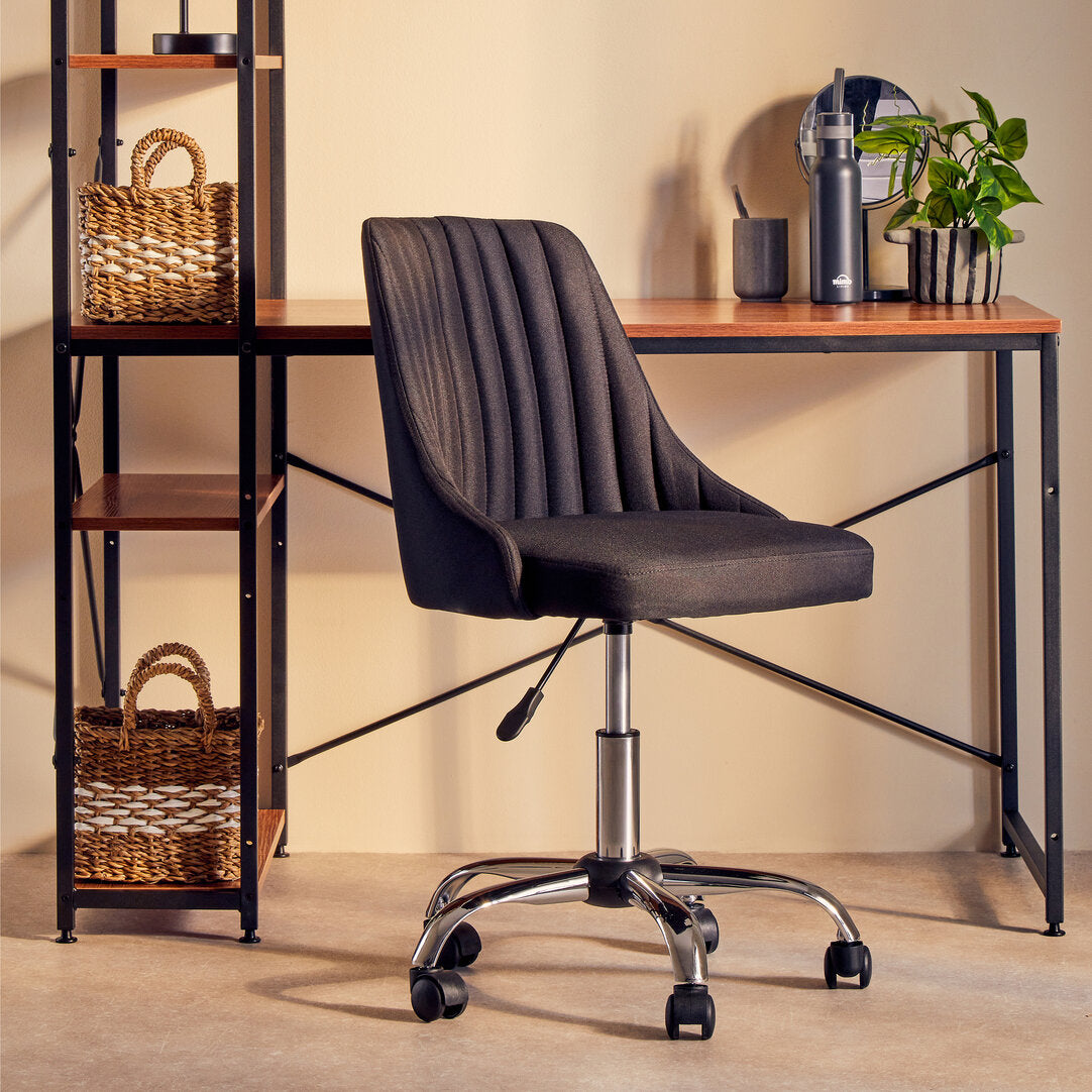 Florence Ribbed Black And Chrome Home Office Chair