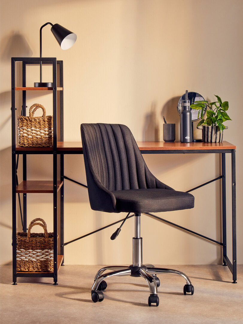 Florence Ribbed Black And Chrome Home Office Chair