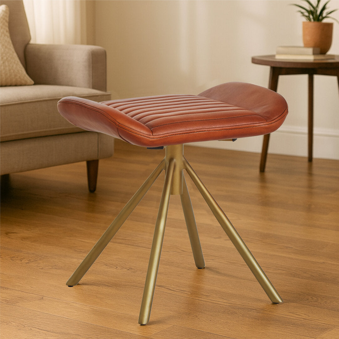 Verona Tan Leather Footstool