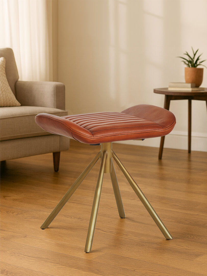 Verona Tan Leather Footstool