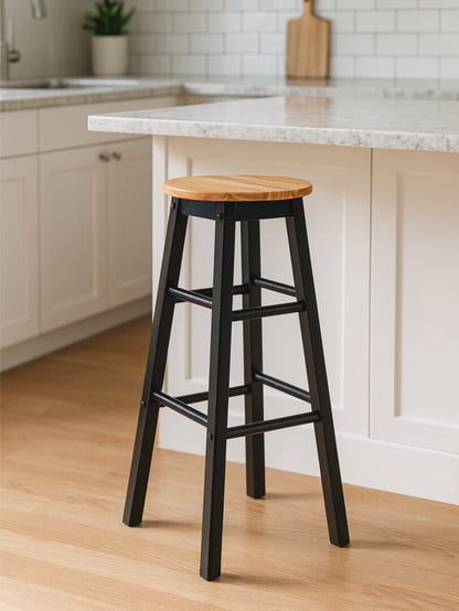 Chester Black and Natural Wood Kitchen or Bar Stool