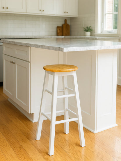 Chester White and Natural Wooden Kitchen or Bar Stool
