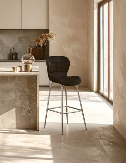 Amalfi Black Velvet Bar Chair