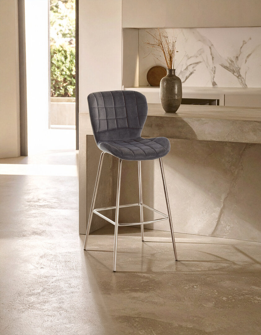 Amalfi Grey Velvet Bar Chair