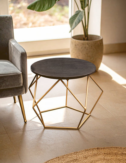 Loxley Round Marble Top Coffee Table With Gold Finish Frame