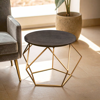 Loxley Round Marble Top Coffee Table With Gold Finish Frame