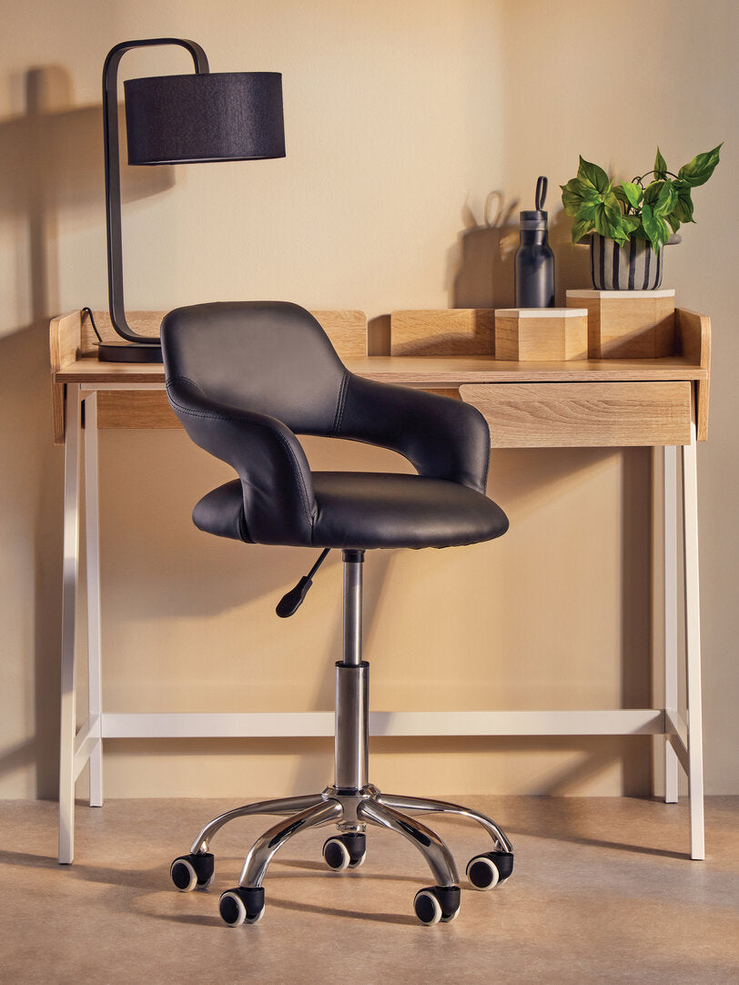 Aurora Black Home Office Chair with Curved Back