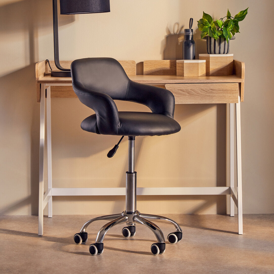 Aurora Black Home Office Chair with Curved Back
