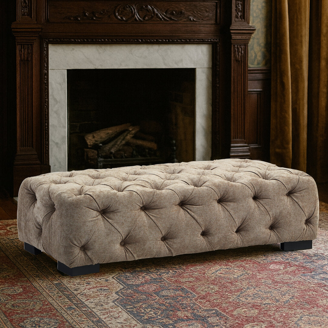 Kensington Natural Fabric Tufted Stool