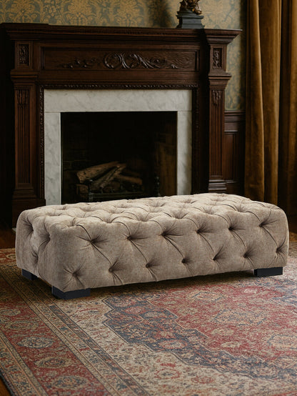 Kensington Natural Fabric Tufted Stool