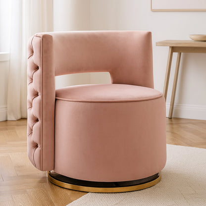 Hudson Pink Velvet Swivel Chair