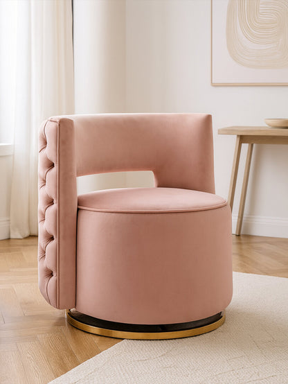 Hudson Pink Velvet Swivel Chair