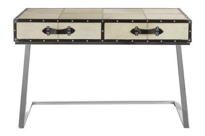 Vienna Natural Hair On Leather Console Table with Drawers