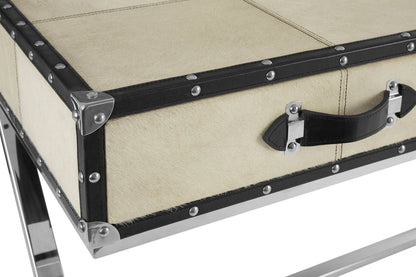 Vienna Natural Hair On Leather Console Table with Drawers
