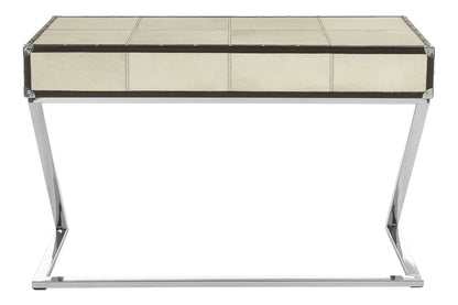 Vienna Natural Hair On Leather Console Table with Drawers