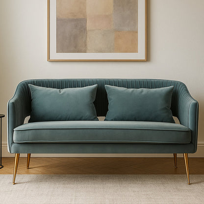 Capri 2 Seater Dusky Blue Velvet Sofa