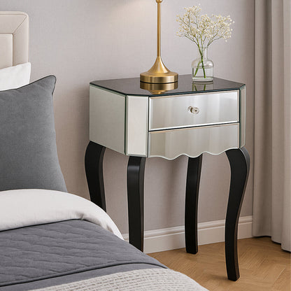 Regent 1 Drawer Mirrored Glass Side Table