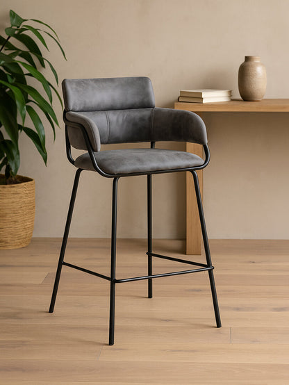 Devon Grey Faux Leather Bar Chair