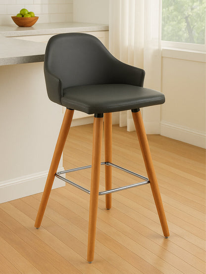 Richmond Grey Faux Leather Bar Stool with Beechwood Legs