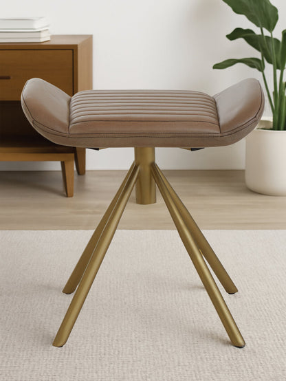 Verona Grey Leather Footstool