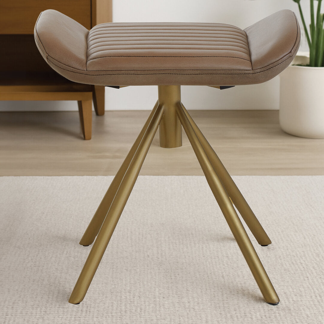 Verona Grey Leather Footstool