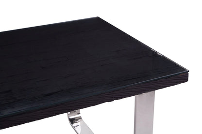 Madison Black Recycled Wood Dining Table with Curved Base