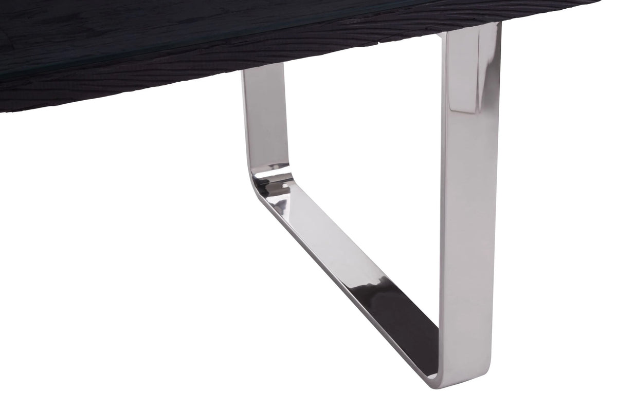 Madison Black Recycled Wood Dining Table with Curved Base