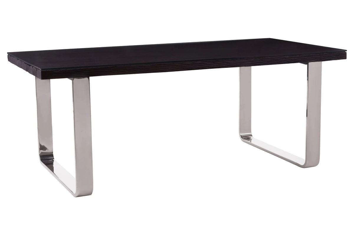 Madison Black Recycled Wood Dining Table with Curved Base