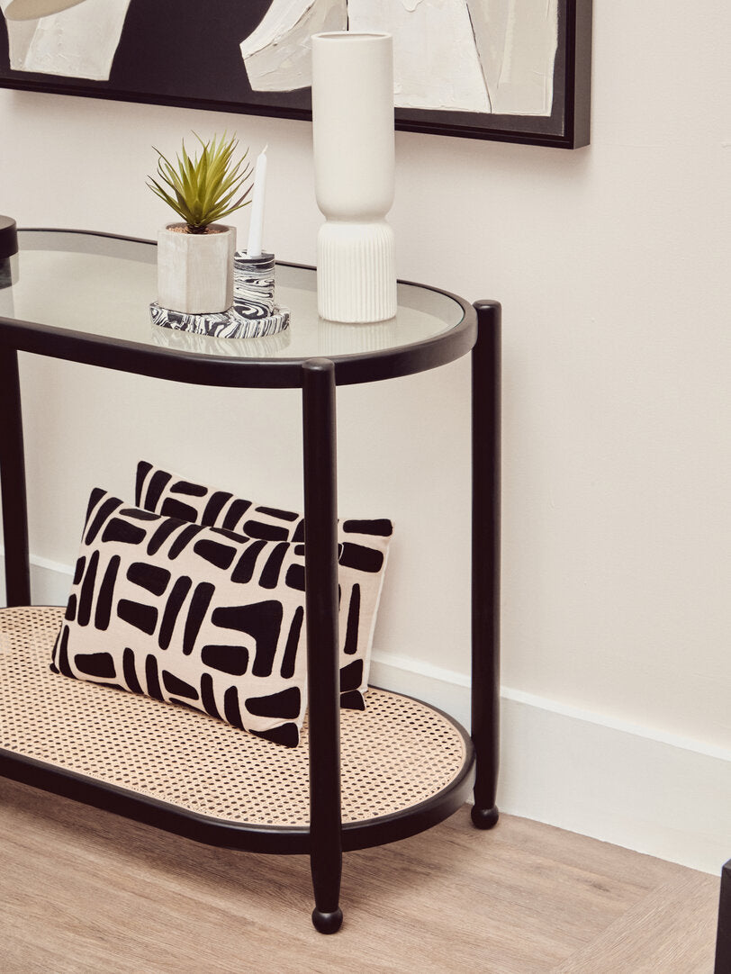 Stirling Rattan and Glass 2 Tier Console Table