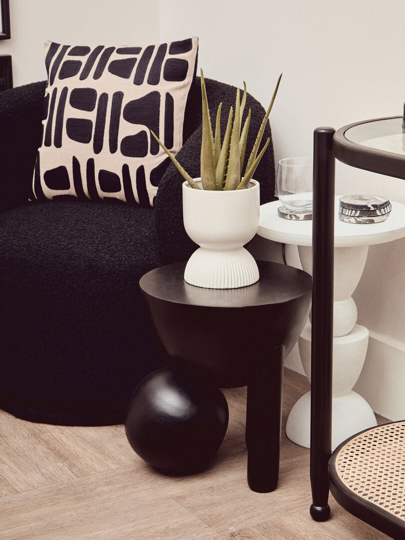Madison Boucle Curved Revolving Armchair Black 