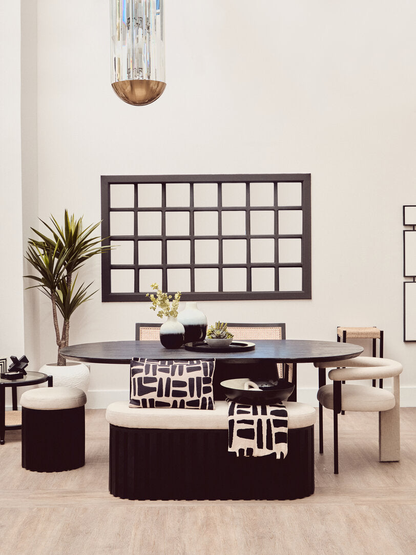 Balmoral Cream Texture Linen Dining Chair with Black Metal Frame