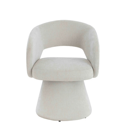 Chichester Textured Beige Fabric Curved Swivel Dining Chair