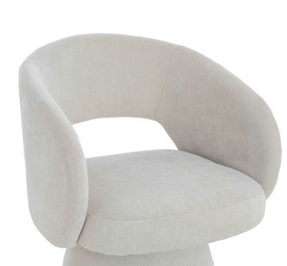 Chichester Textured Beige Fabric Curved Swivel Dining Chair